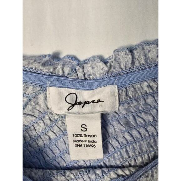 Sweet Japna Surplice Smocked Wide Leg  Jumpsuit Size Small Blue White NWT - Picture 6 of 7